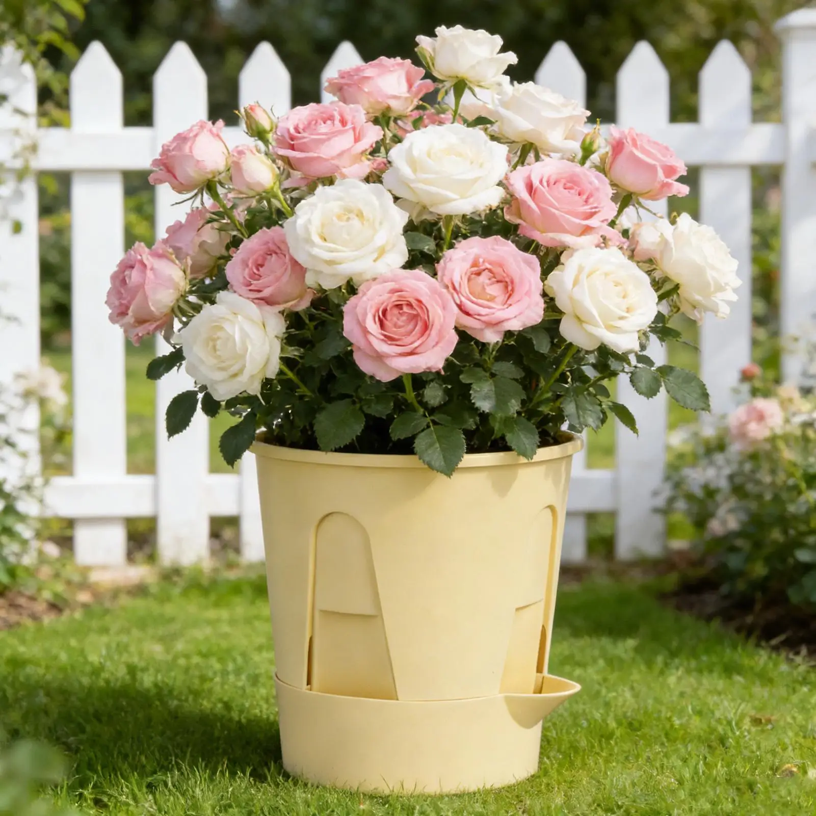 

5PCS Self-Watering Plant Pots Set with Saucers Forget Watering Indoor/Outdoor Planter for Healthy Roots, Home & Garden tool