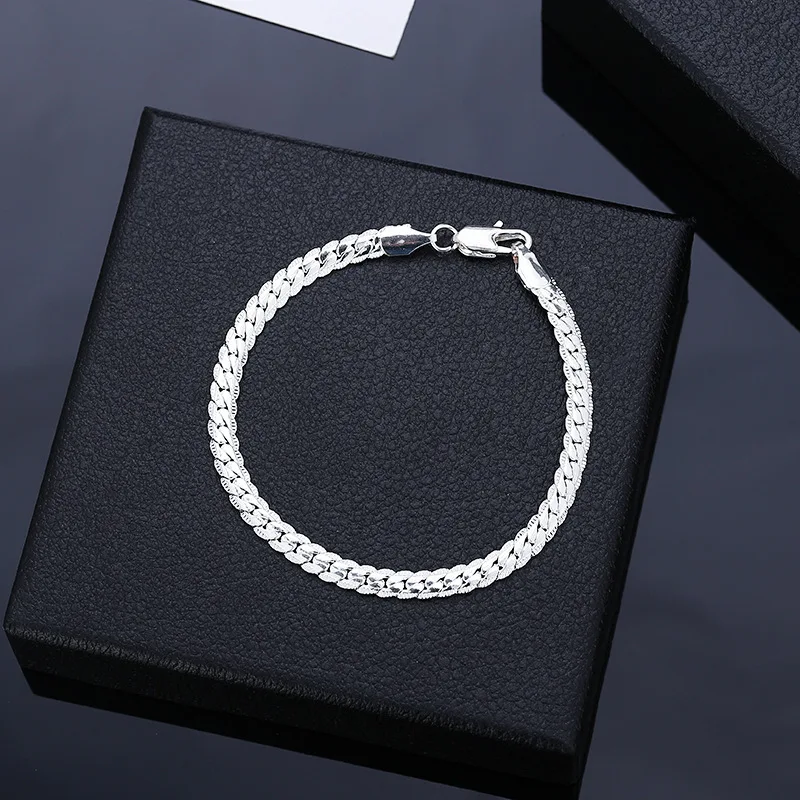 New trendy 925 Sterling Silver custom 5MM Braided Bracelets For Women Men Fashion Wedding Party Street Versatile Jewelry Gifts