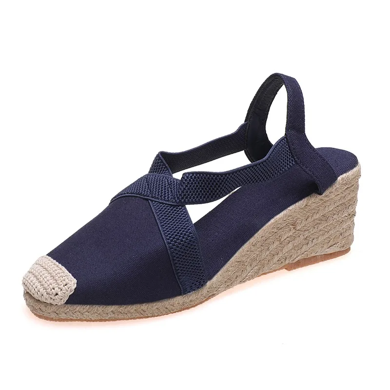 Sandalias de tacón alto con cinturón cruzado, zapatos de tacón con suela gruesa, estilo Retro Baotou, para primavera y verano, talla grande, 2024