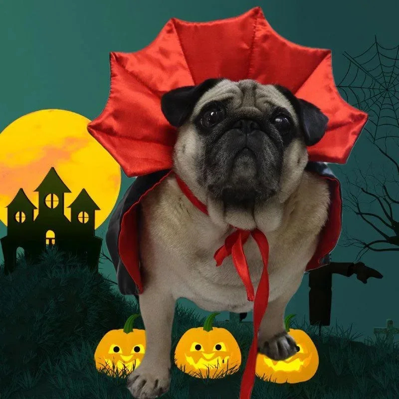 Cute Vampires Cloak Pet Halloween Costume Kawaii Cosplay Outfit For Small Dog Puppy Cats Kitten Holiday Party Dress‑Up Accessory