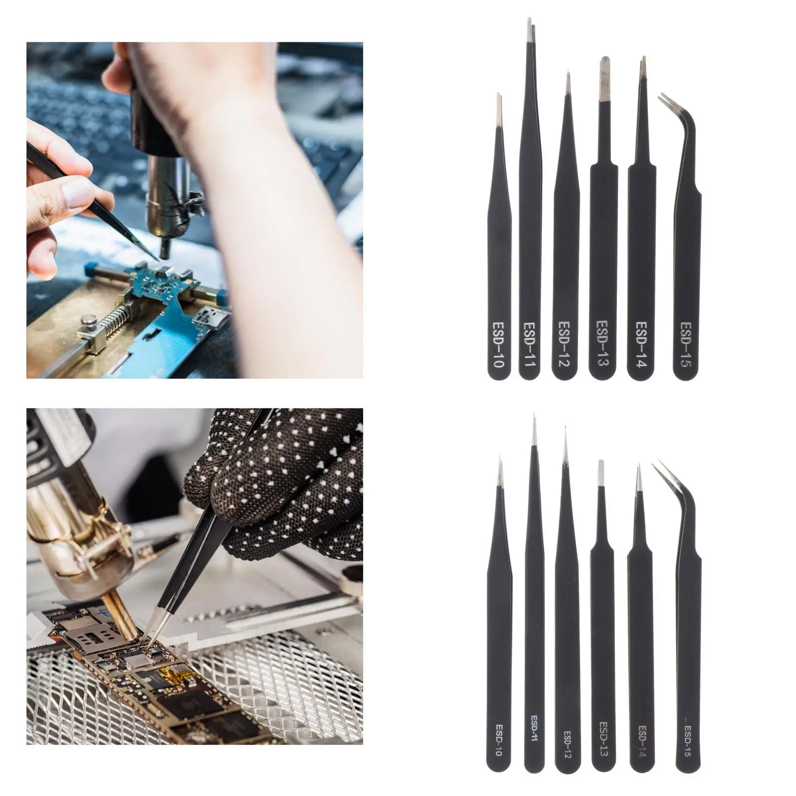 6Pcs Precision Tweezer Tool Set with Storage Bag High Precision Eyebrow Tweezer Precision Tweezers Set for Crafting