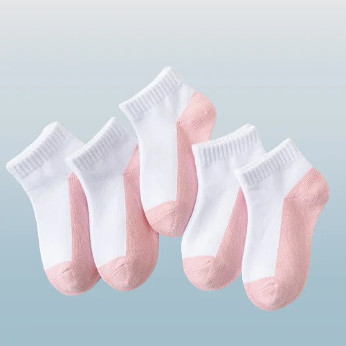 New 5/10 Pairs White Children's Student Socks Cotton Boys And Girls Short Socks Solid Color Matching Sports Children's Socks