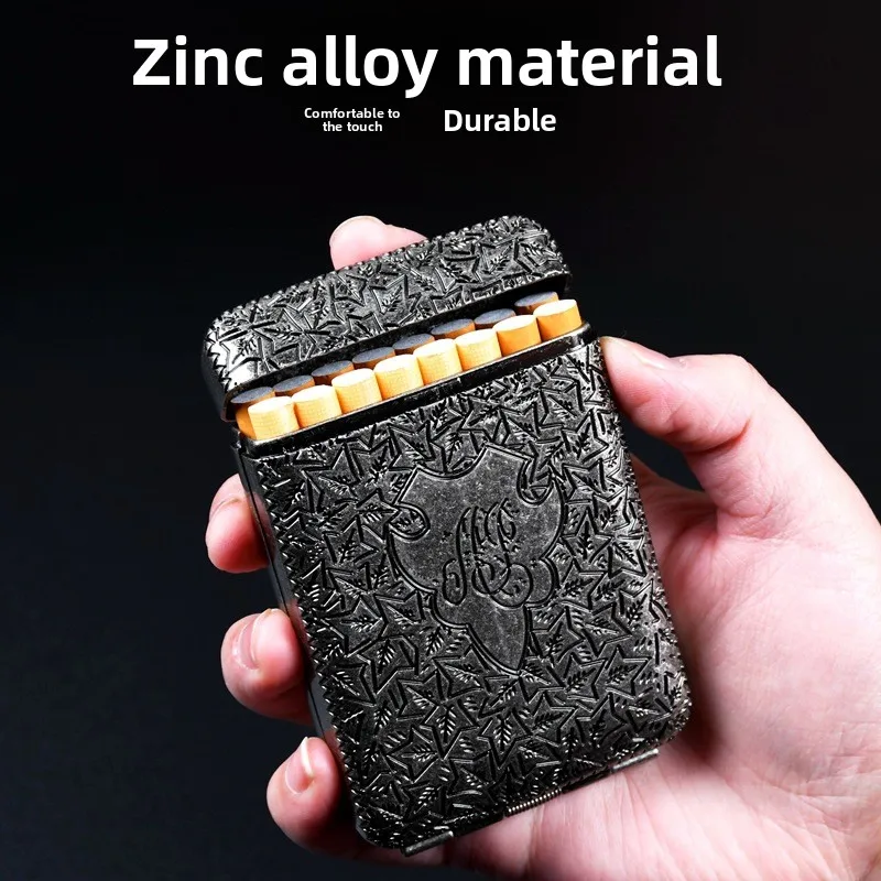 

16 Three-open Cigarette Box Cigarettes, Bloody Gangster Clips, Automatic Open Cover Alloy Carving, Anti-pressure Portable Gift