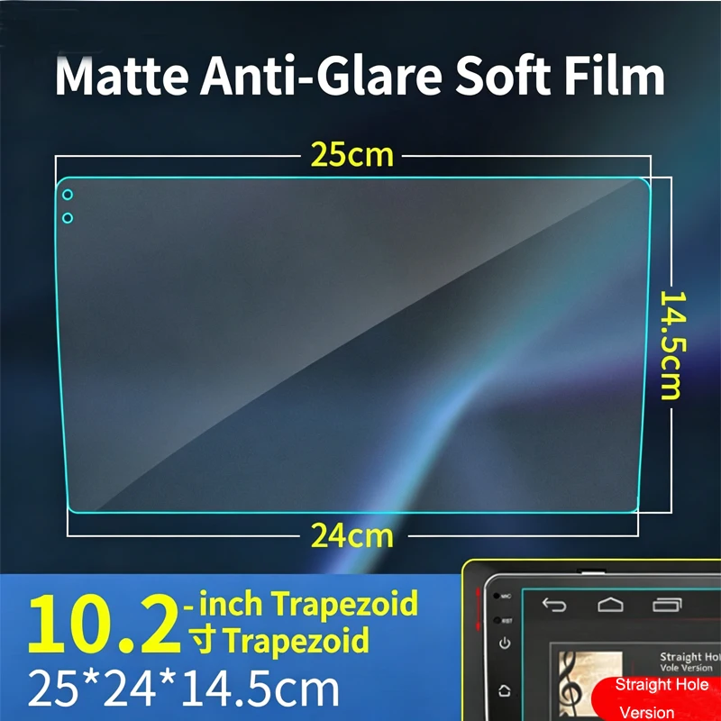 Blendfreier, mattierter Schutzfilm für den Auto-Navigationsbildschirm, trapezförmige Armaturenbrett-Displayfolie für 9/10,1/10,2 Zoll Zentralsteuerungs-Touchscreen