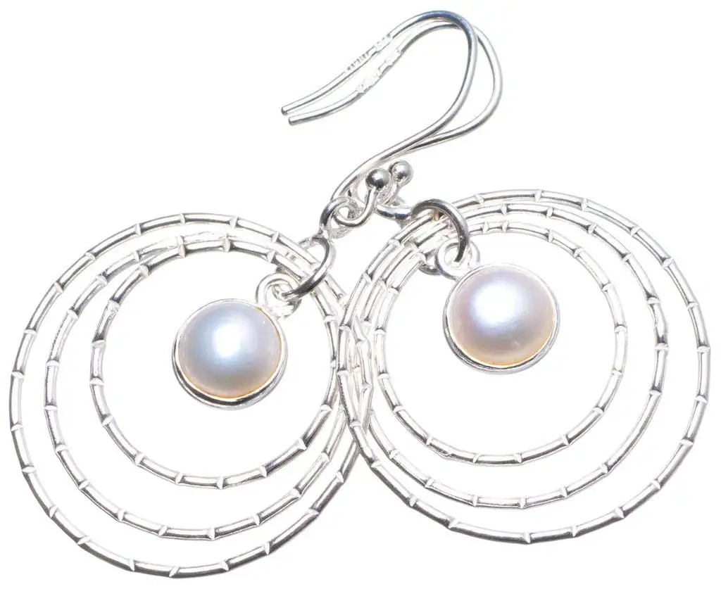 StarGems® Natural River Pearl Handmade Unique 925 Sterling Silver Earrings 2