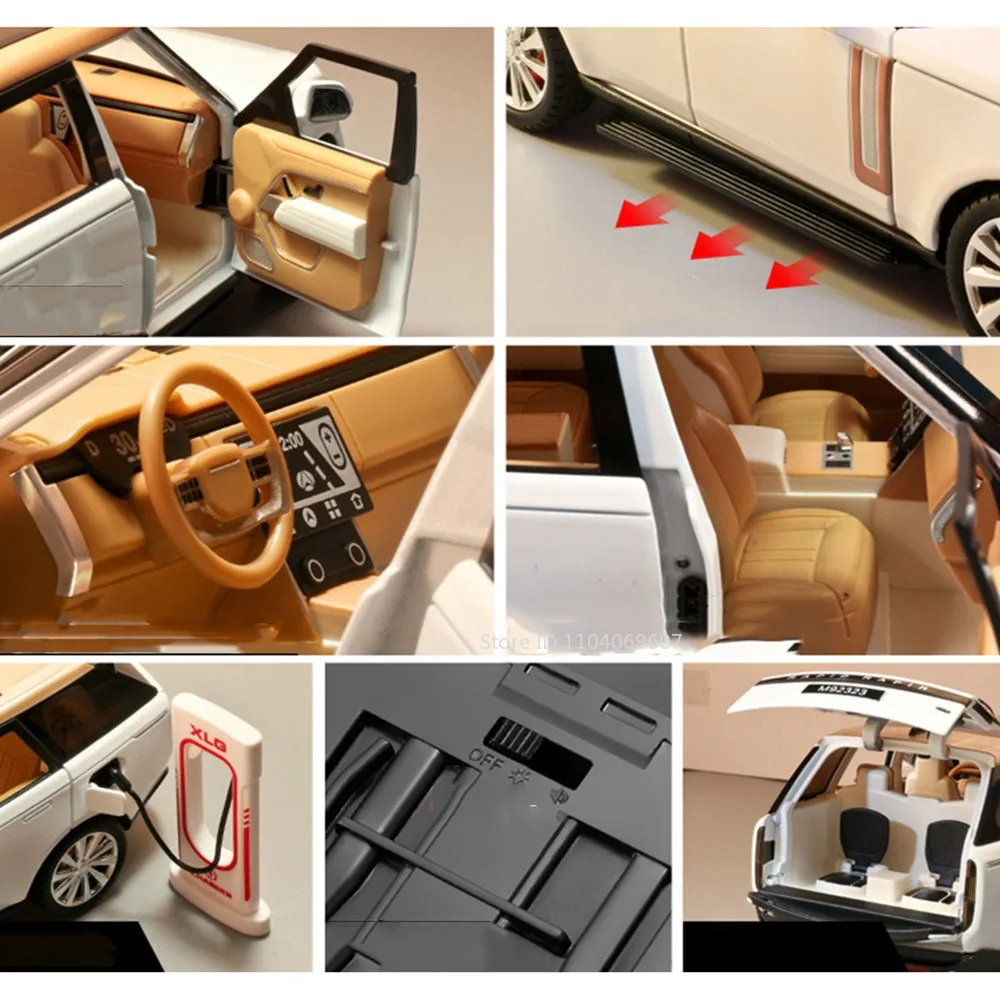 1:24 Land Range Rover Auto Modell Spielzeug Miniatur SV2022 SUV Legierung Diecast Sound Licht Türen Geöffnet Zurückziehen Geschenke für Kinder