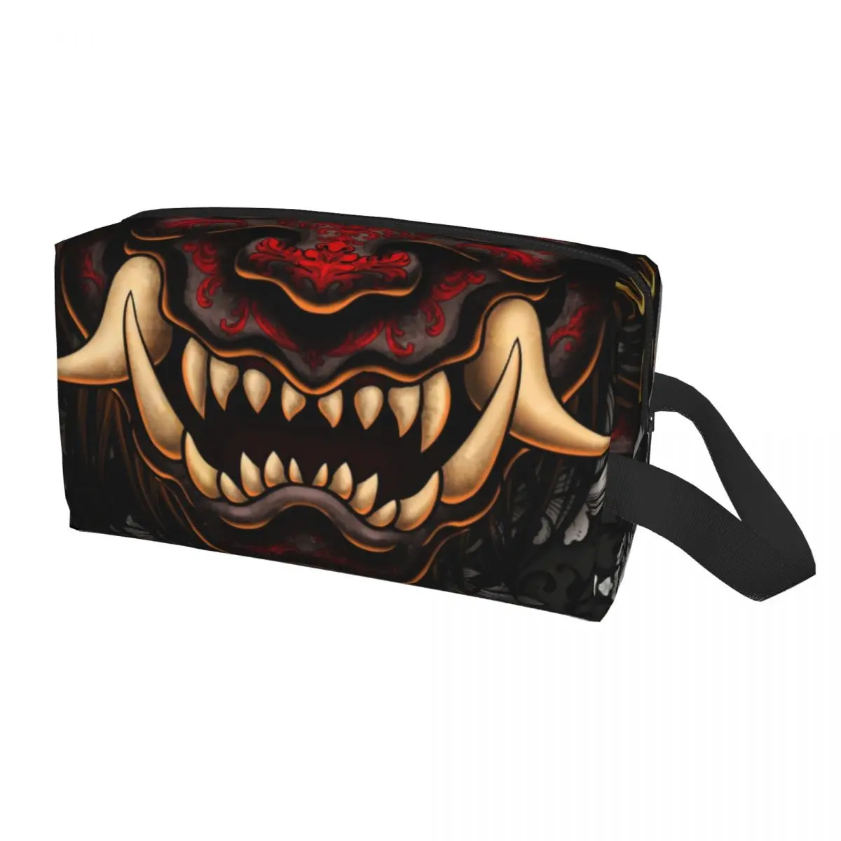 Custom Tattoo Style Oni Japanese Samurai Toiletry Bag Demon Hannya Makeup Cosmetic Organizer Lady Beauty Storage Dopp Kit Box