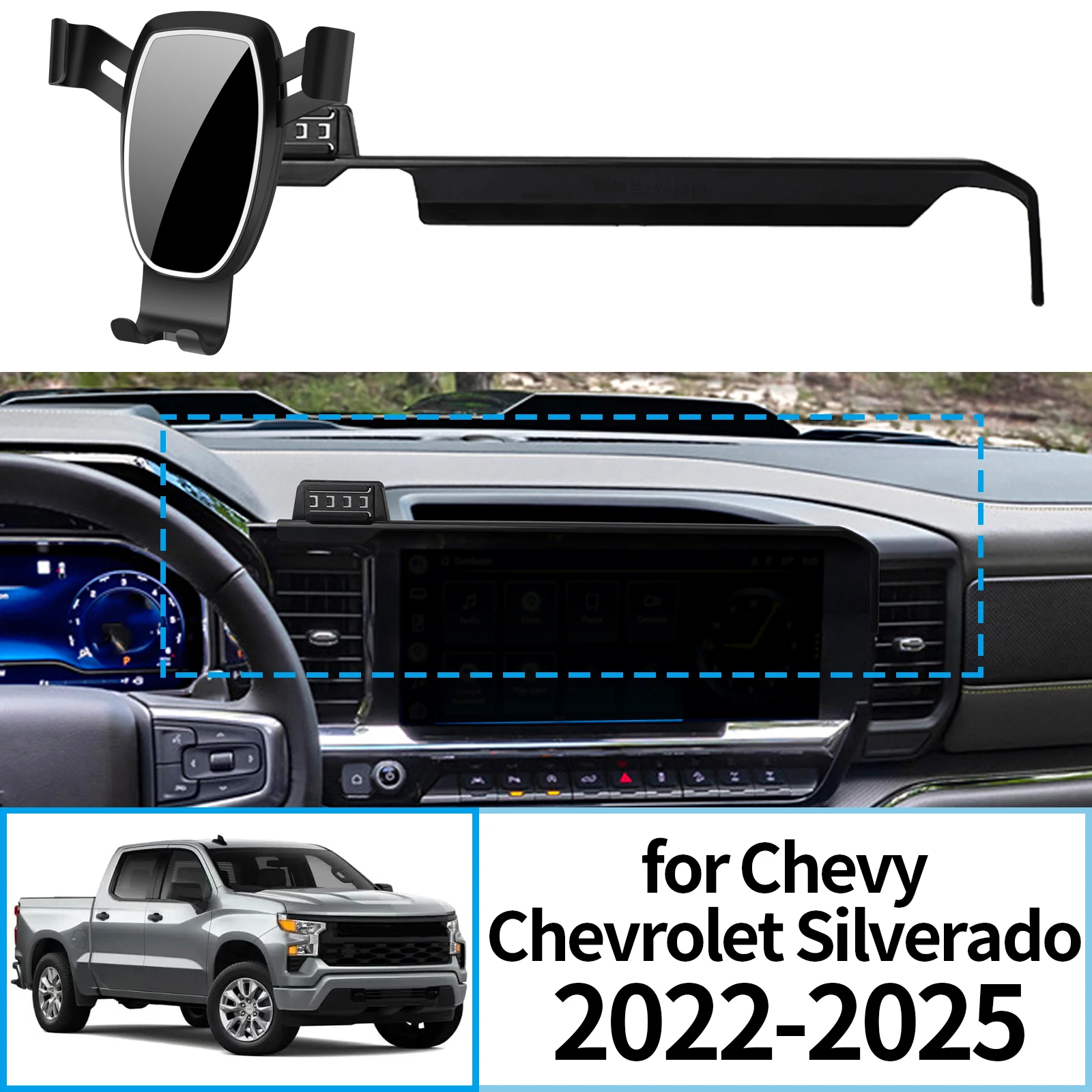 

fit for Chevy Chevrolet Silverado 2022-2025 1500 2500 3500 Navigation Bracke Screen Base Phone Holder Mount Car ​​accessoires