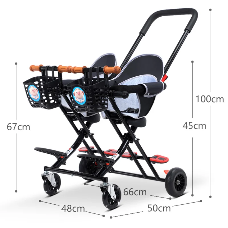 Small To Carry Double Stroller Lightweight Baby Foldable Rotating Double-seat twin baby stroller Easy-to-receive Stroller