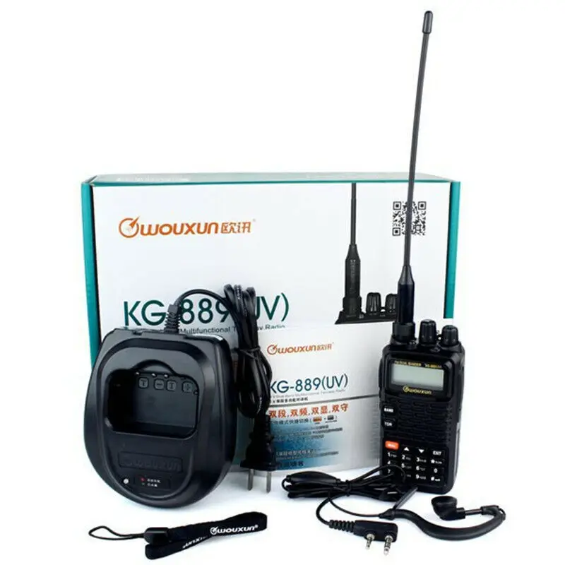 2pcs Original Walkie Talkie WouXun KG-889(UV) VHF+UHF 5W 199CH VOX DTMF Waterproof Dustproof IP55 FM Radio Two Way Radio