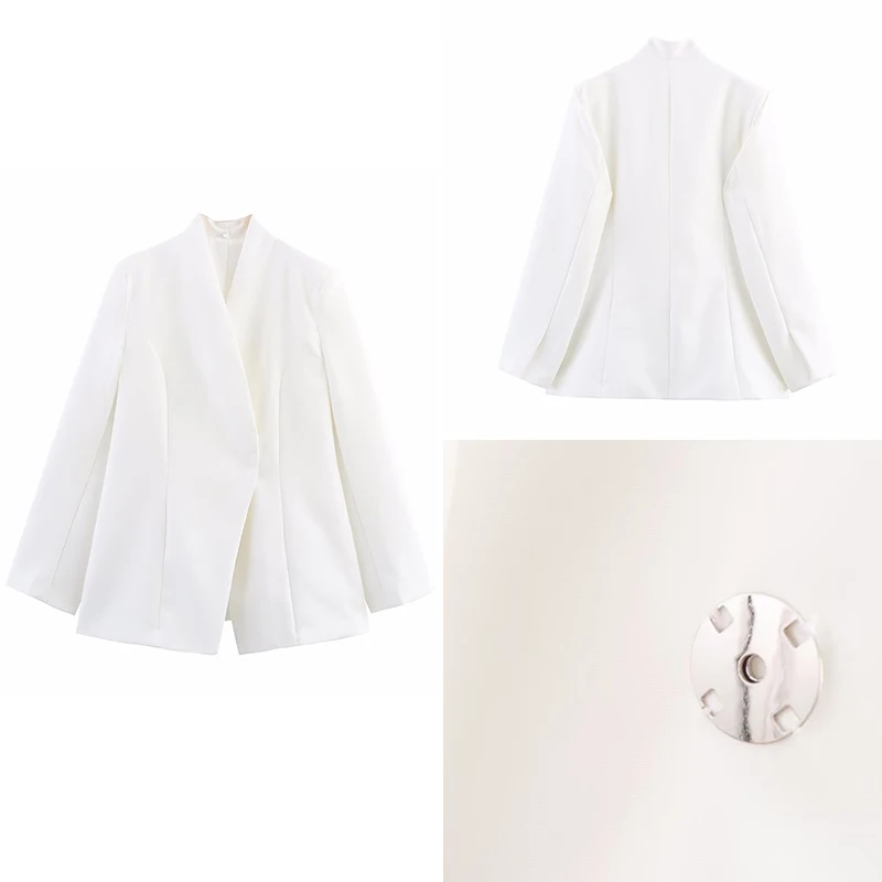 

Z Women's Tailored Long Sve Suit Jaet Pure Color Slim Fit Waist Cinched Button up Commute Sle Polyester Fiber