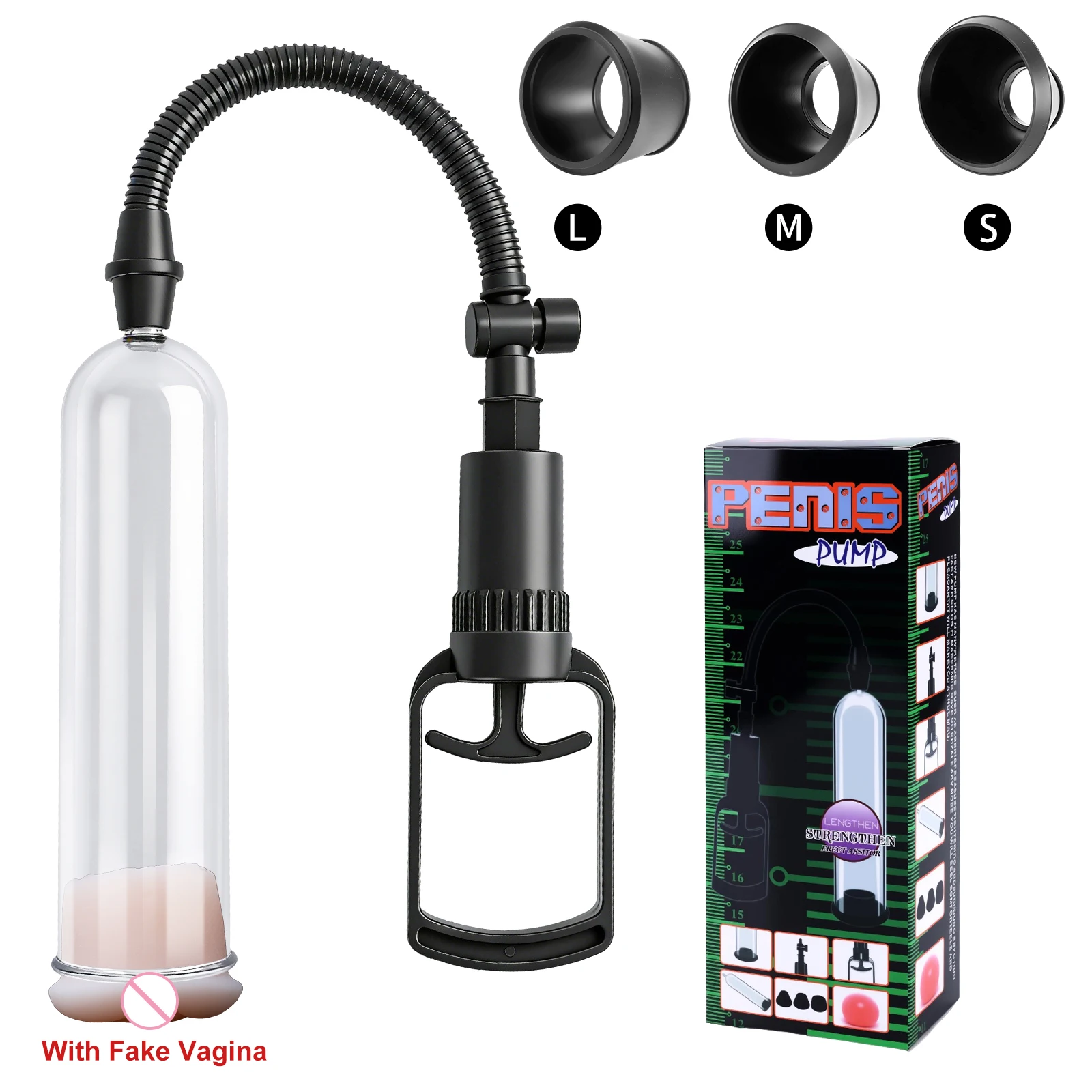 Male Manual Penis Pump Penis Enlarger Negative Pressure Vacuum Pump Big Dick Erection Enhancement Trainer Equipment Adult SexToy