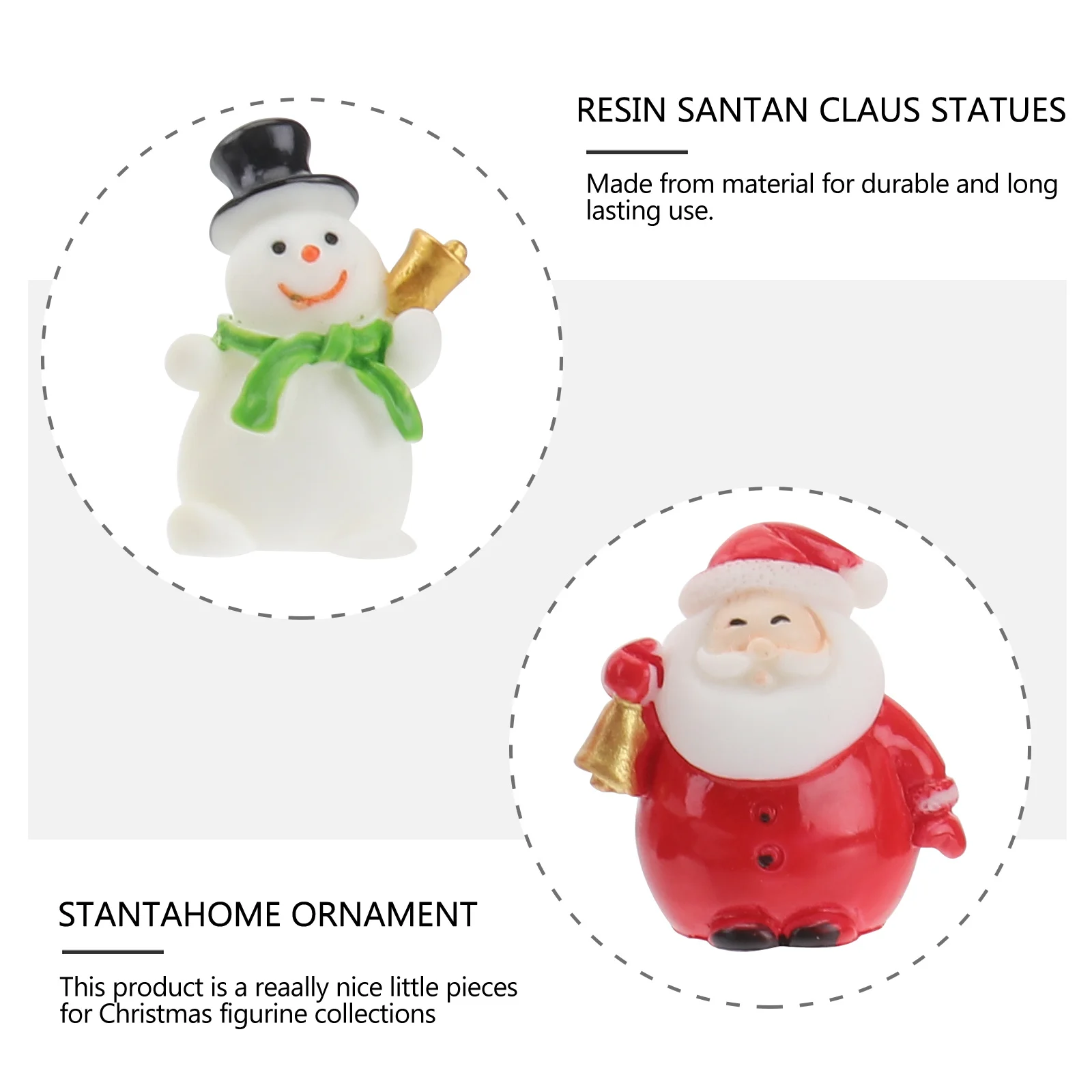 

10Pcs Santa Claus Statue Resin Christmas Miniature Desktop Decoration Ornament for Home Office Holiday Gift