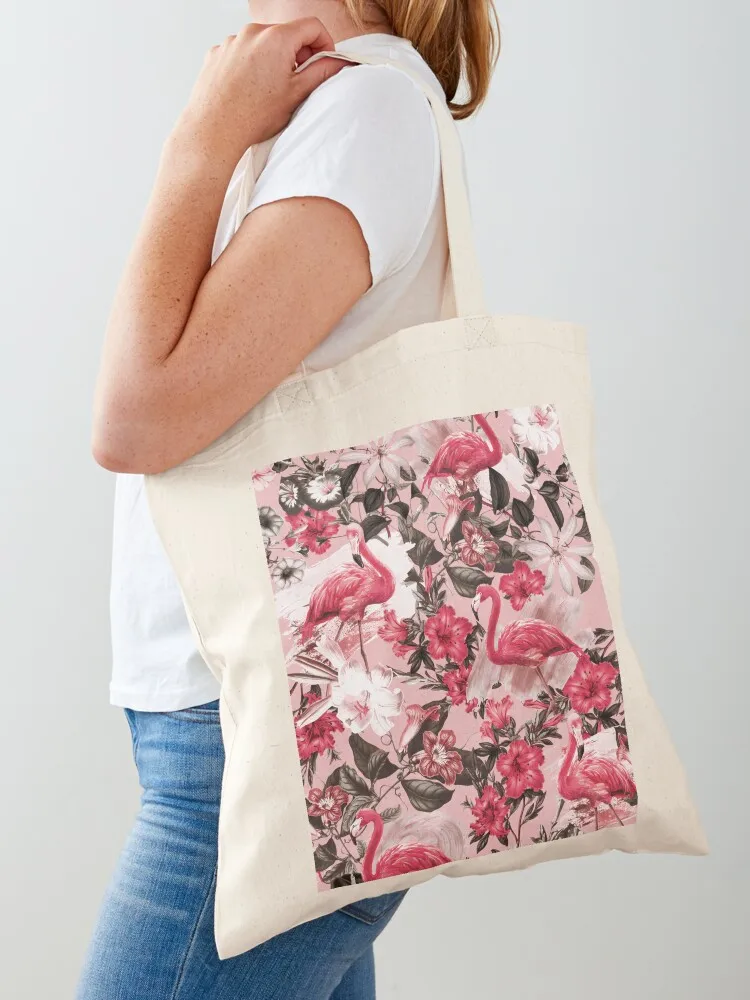 

Flamingo and Floral III Tote Bag personalized tote bag tote bag men's shoping custom fabric