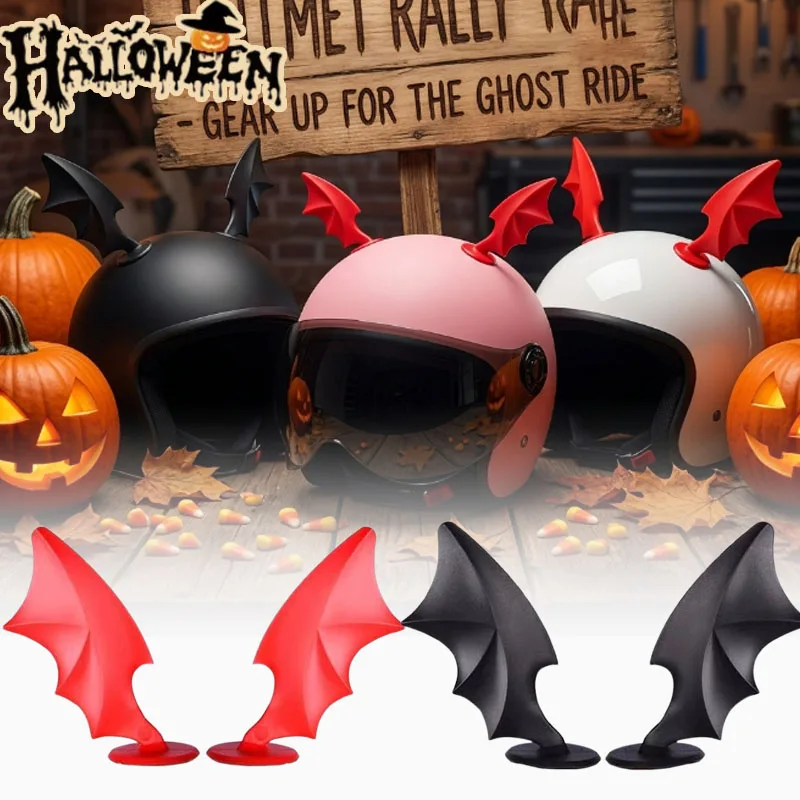 1-5PCS Halloween Cute Devil Horn Wings Helmet Accessories Red Black Decoration for Motorcycle Electric Bike Headset Prop