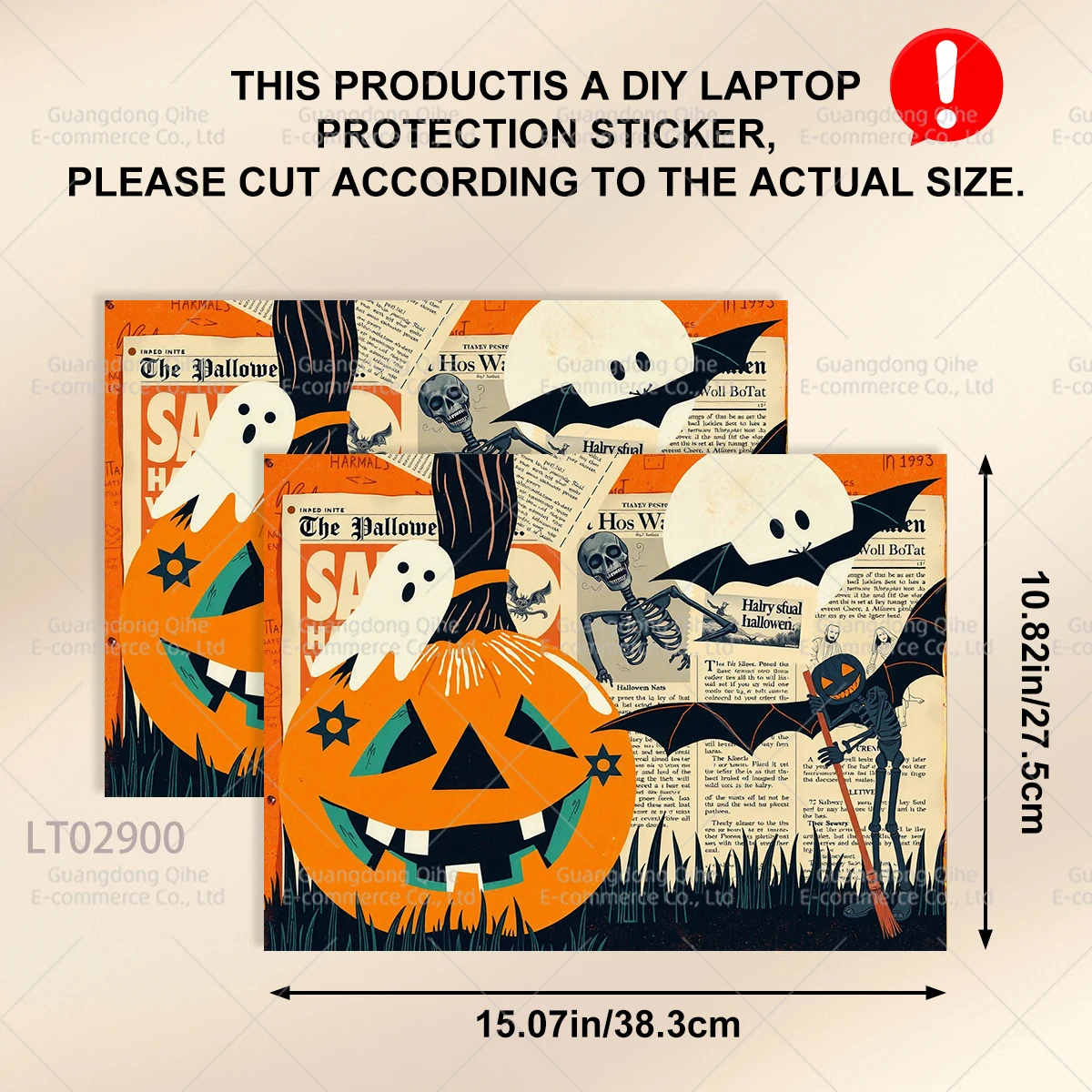 

2PCS Halloween Laptop Stickers Pumpkin Castle Art Waterproof PVC Decals MacBook Cover Computer Skin Festival Decoration Gifts