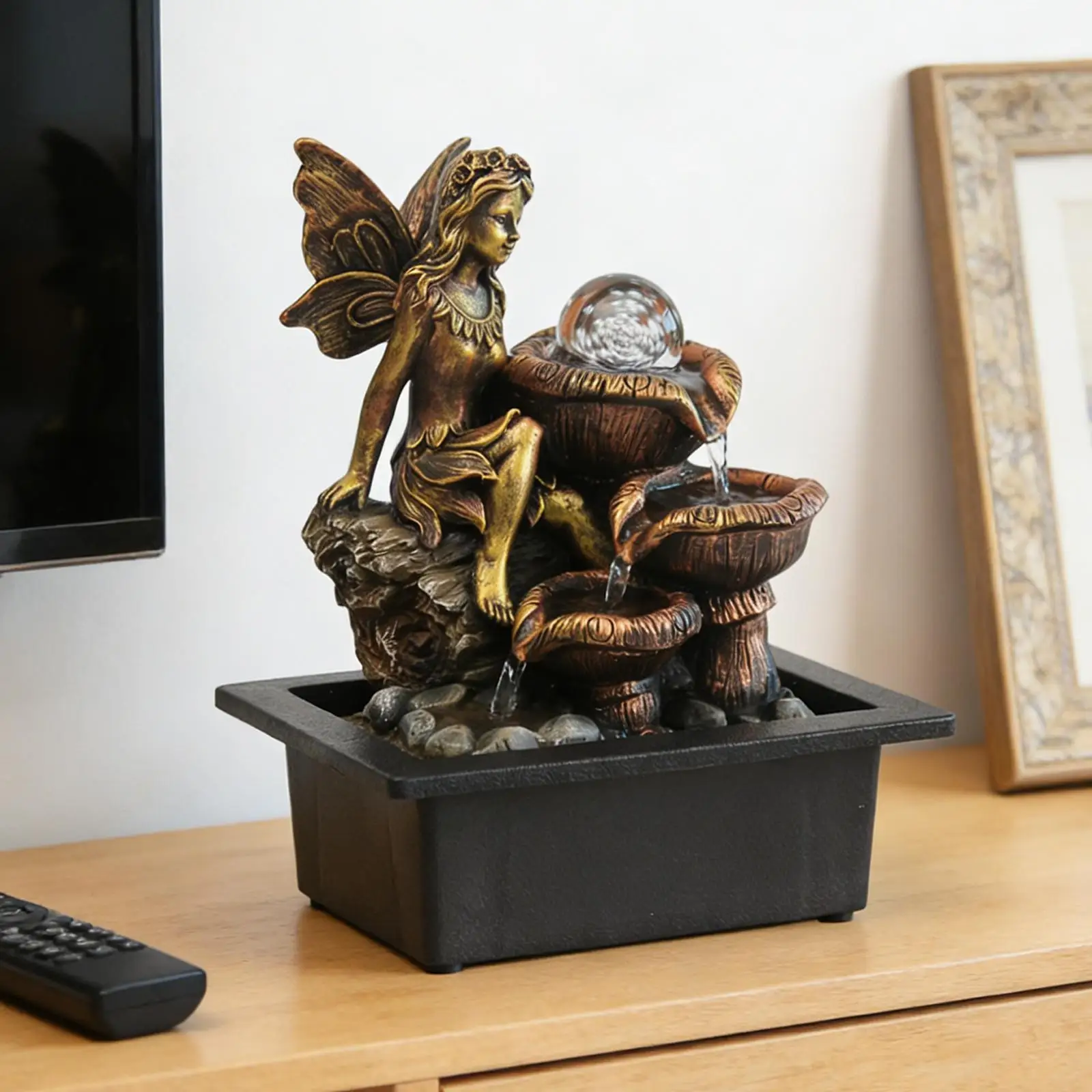 

Настольный фонтан-украшение, подарки на новоселье, успокаивающий декор с текущей водой для дома, офиса, фермерского дома