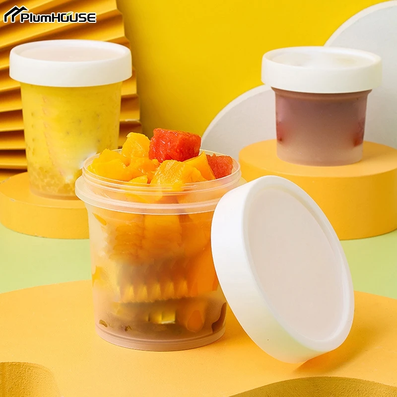 500/700ML Breakfast Fruit Oat Yogurt Salad Cup With Lid Food Storage Bento Box Fitness Fat-Reduced Bowl Fruit Cups Dessert Cup