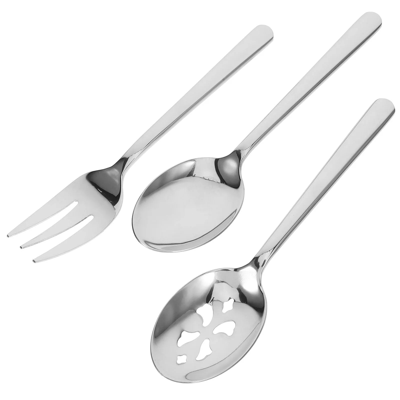 

1 Set Stainless Steel Spoon Fork Set Multi-Functional Tableware Kit For Home Kitchen Outdoor Picnic Party Salad Serving Utensils
