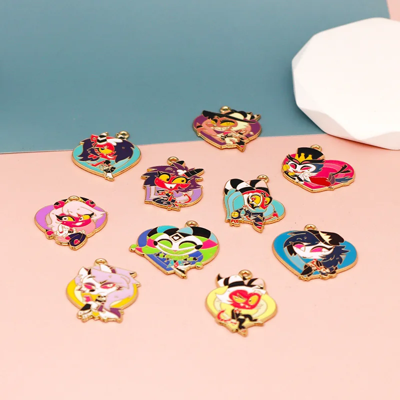 Fantasy Anime Hazbin Hotel Charm Cartoon Enamel Charms DIY Accessories Earrings Necklace Key Chain Pendant Jewelry Accessories