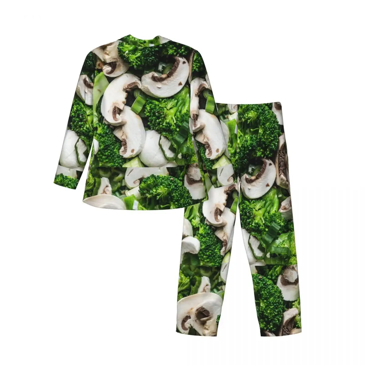 Men's Home Suits Long-sleeved Mushroom Broccoli Suits for Autumn and Winter Pajamas for Men