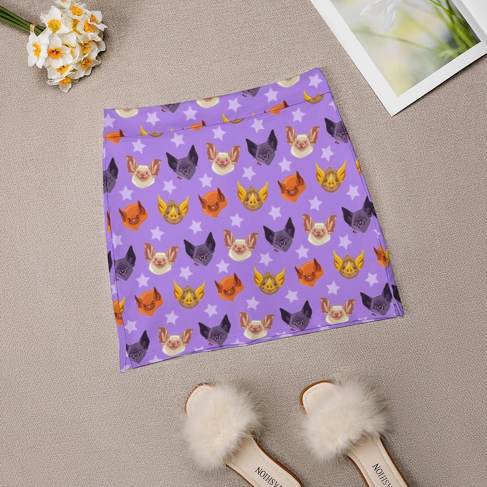 Tutu Kelelawar Rok Wanita dengan Rok Tenis Saku Tersembunyi Rok Golf Rok Bulu Tangkis Rok Lari Kelelawar Hewan Goth Lucu