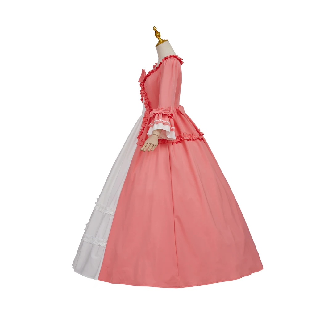 

Women's Victorian Gown Pink White Gothic Lolita Dress 1800s Medieval Edwardian Rococo Pink Square Neck Gown Princess Dresses