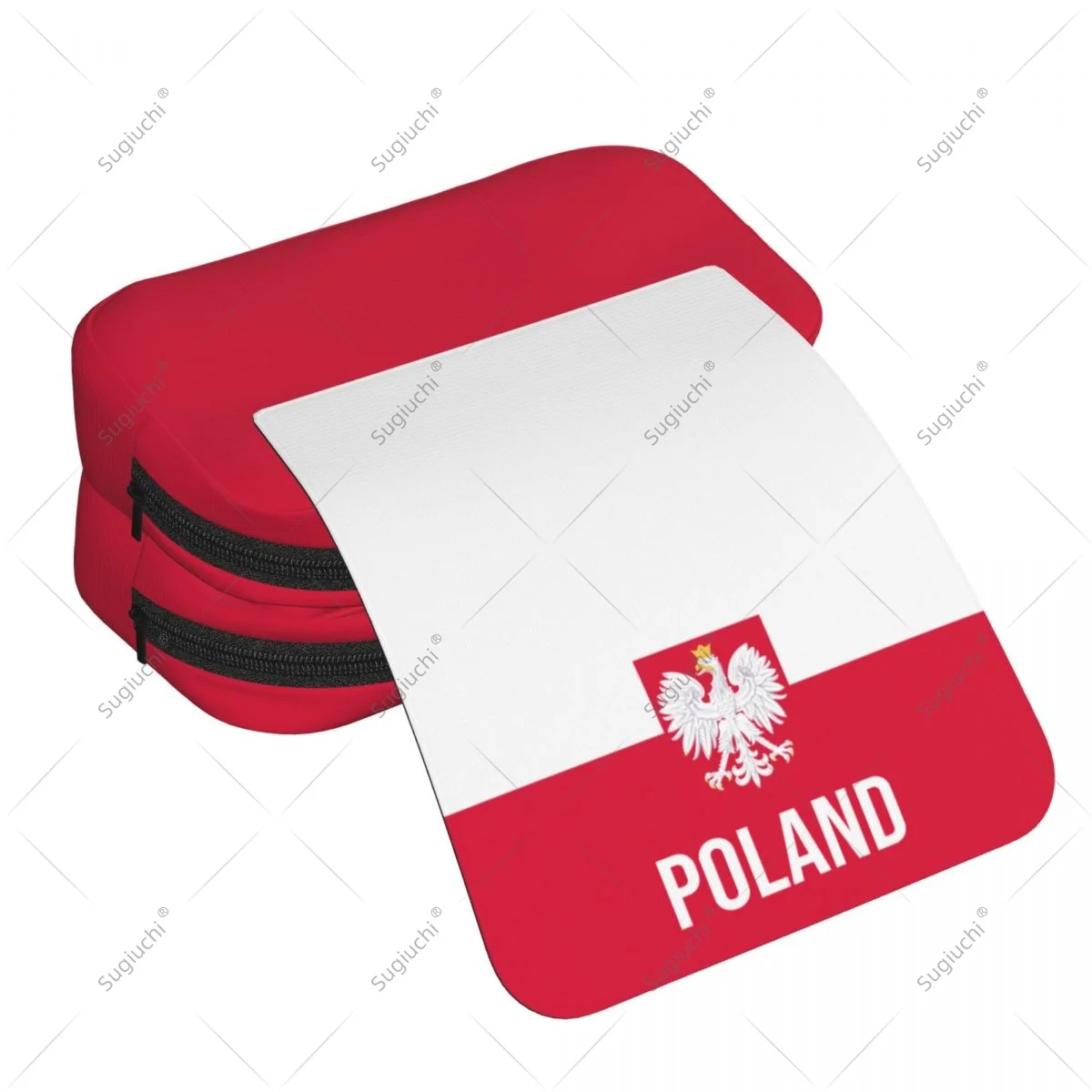 مقلمة مقص أكياس ثلاثية الأبعاد علم بولندا طبقة مزدوجة أكسفورد القماش القرطاسية تخزين صندوق القلم