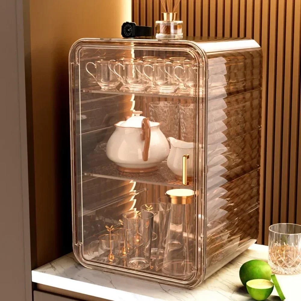 Держатель для стакана с водой, большая емкость, прозрачный ящик для хранения чайного сервиза, настольная стойка для хранения чашек Baijiu, пыленепроницаемая стойка для демонстрации духов,