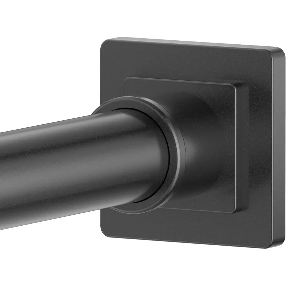 

Adjustable Square End Shower Curtain Rod, 32-80, Matte Black, No Drill, Stainless Steel for RV, Shower Stall, Closet