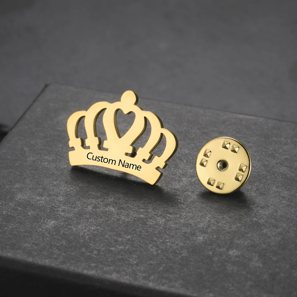 Sipuris Crown Personalisierte Brosche mit Gravur von Name und Datum für Frauen, Edelstahl, personalisierte Anstecknadel, Namensschild-Schmuck, Hochzeitsgeschenke – Detail 6