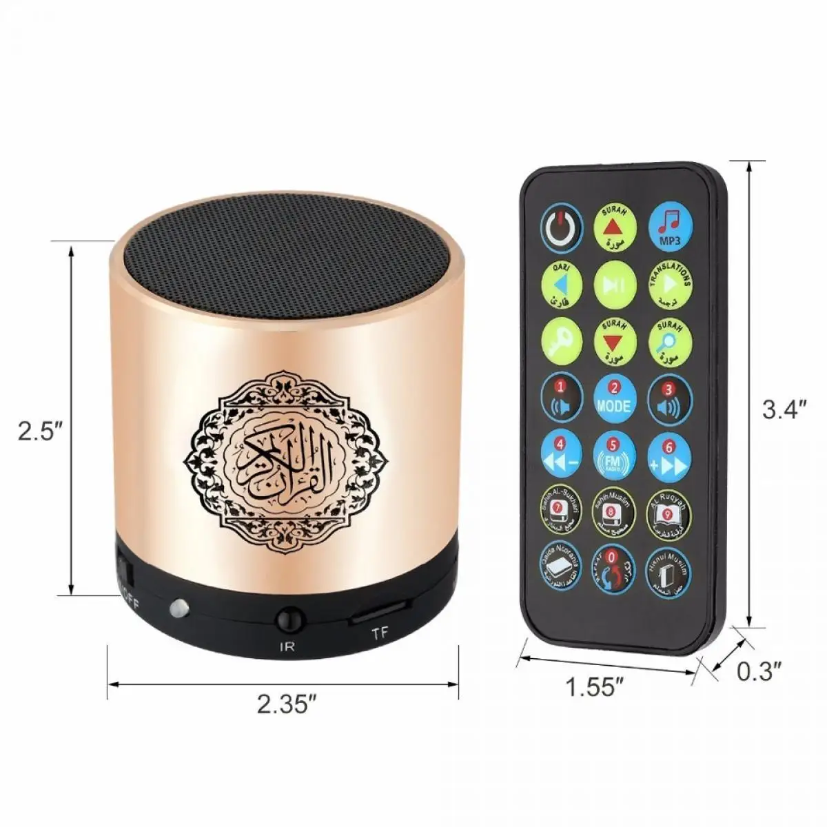 Equantu Quran Muslim Speaker,Smart Koran Translation Small Portable Remote Control Bluetooth MP3 FM IF Player Ramadan Hajj Gift