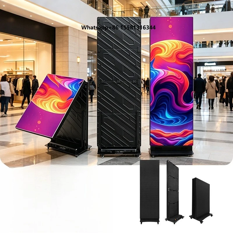 Foldable LED Poster Screen Digital Commercial Indoor High Resolution Anti-Glare Aluminum Alloy Shopping Mall Visual Display