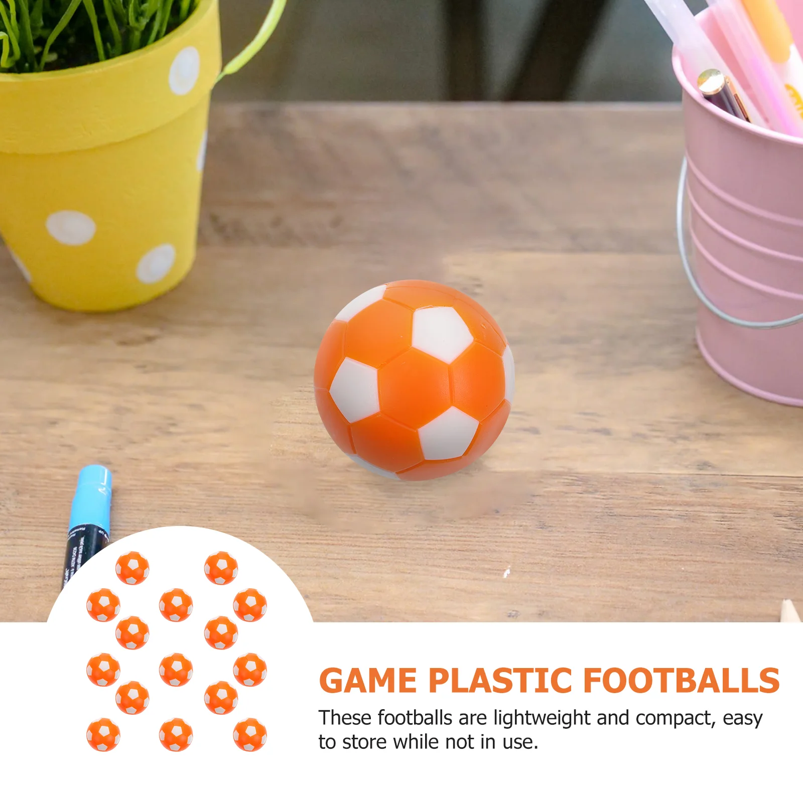 15 Pcs Orange White Football Tabletop Soccer Game Accessories Balls Desk Plastic Desktop Playthings