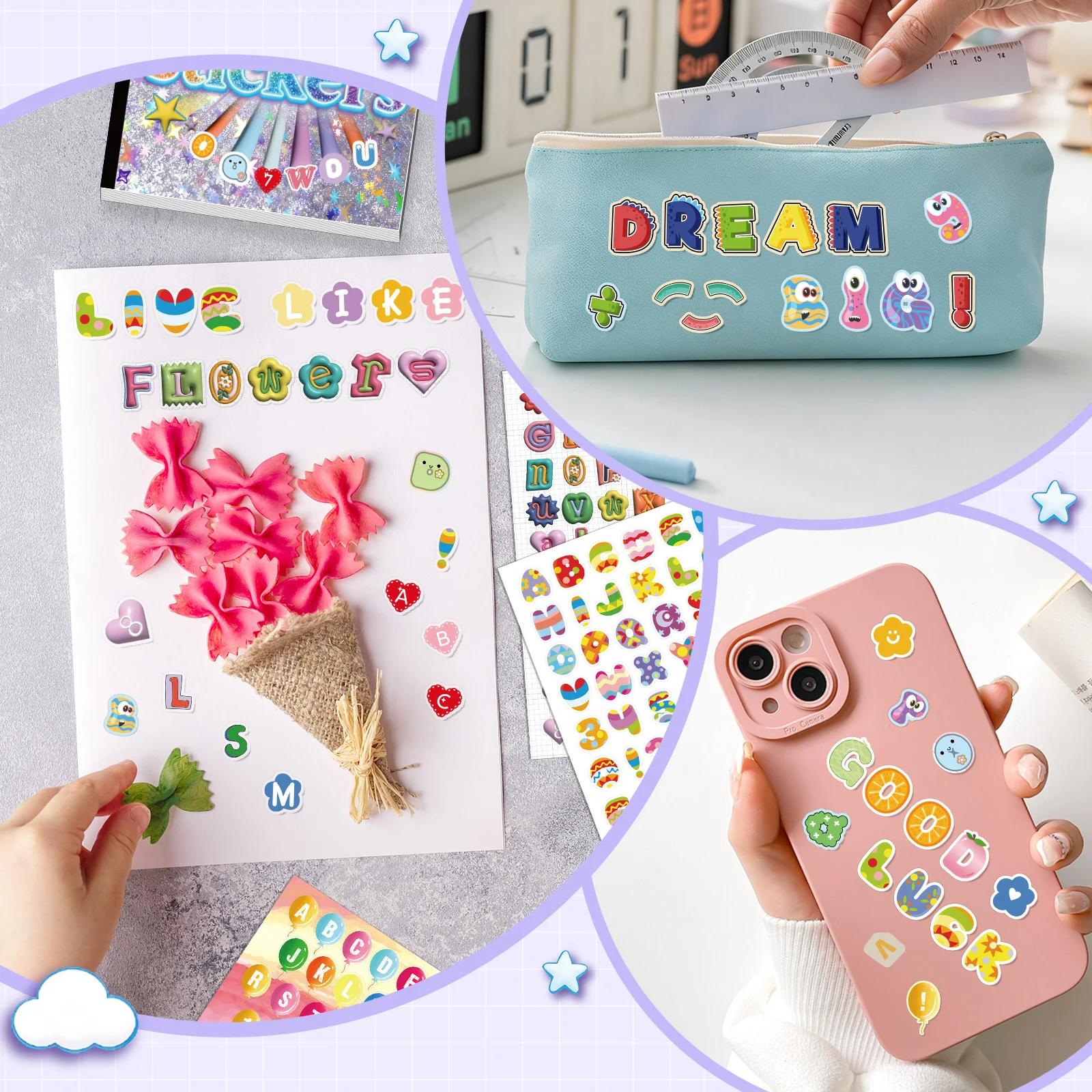 5000 PCS+ Alphabet Stickers Book, Self-Adhesive Colorful Stickers, Letters & Numbers for DIY Crafts Scrapbooking Notebook Laptop view 6