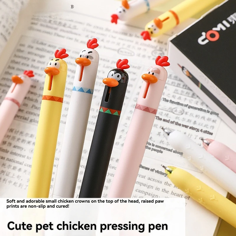 

12PC Gel Pen Cute Pet Chick Press Neutral Pen Cute Funny Fun Styling Pen 0.5 Speed Dry Brushing Test Pen Black Pen