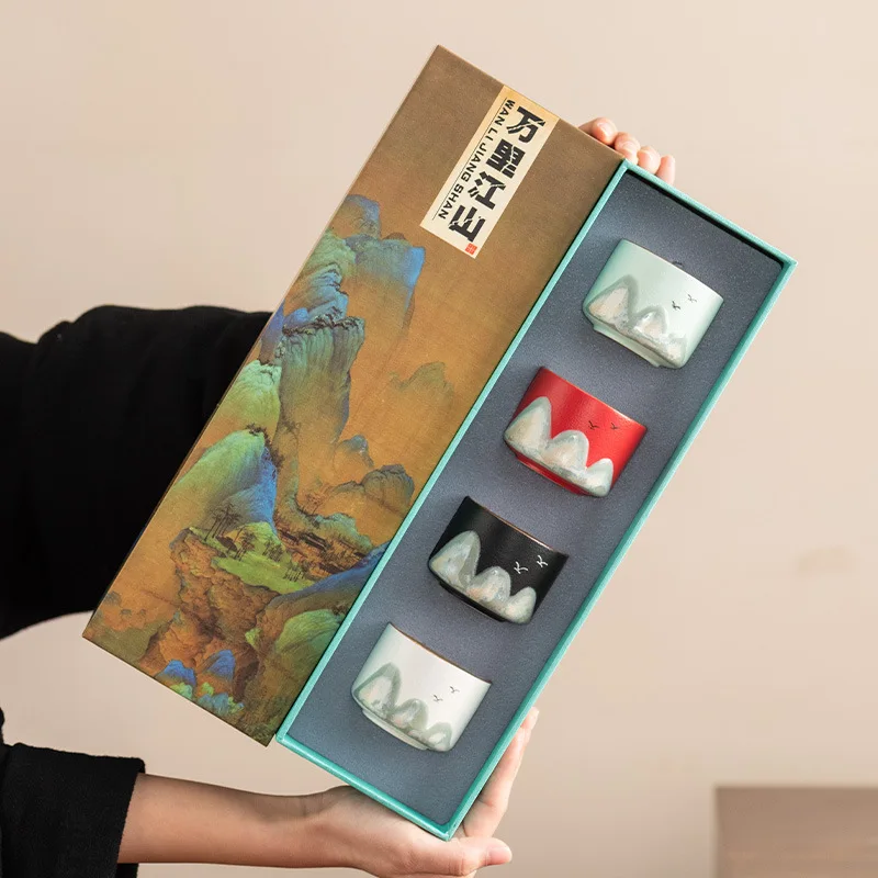 

Chinese Ceramic Small Teacup Set Hand-Painted Teacup Set High-end Ceramic Vintage Kungfu Tea Set Home Tea Cup Bowls