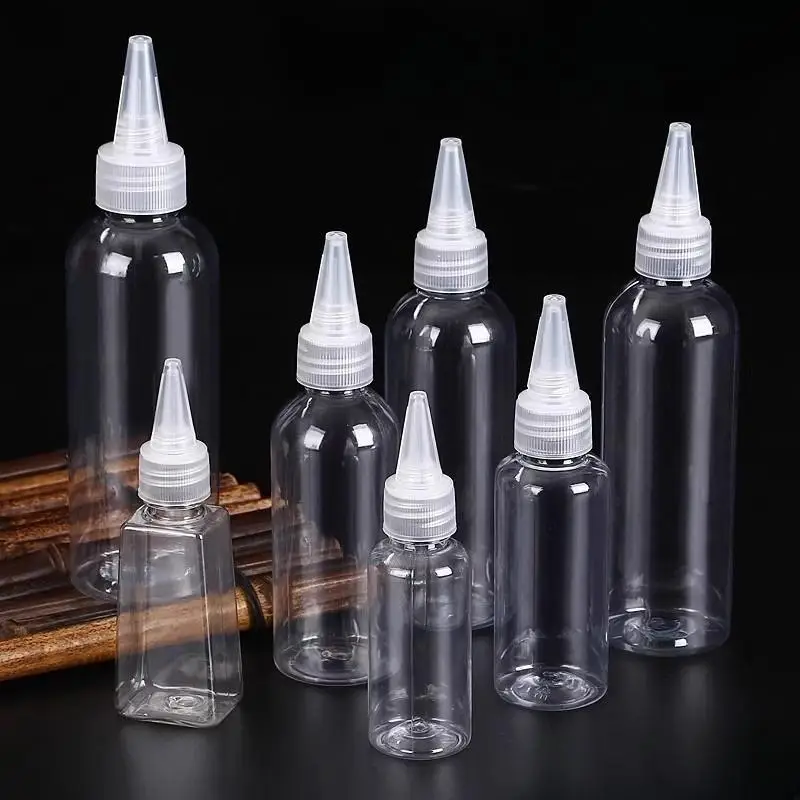 

50 шт., 5-150 мл, пустая бутылка-капельница, прозрачная пластиковая многоразовая насадка-капельница с крышкой, маленькая экструзионная бутылка, портативная упаковка