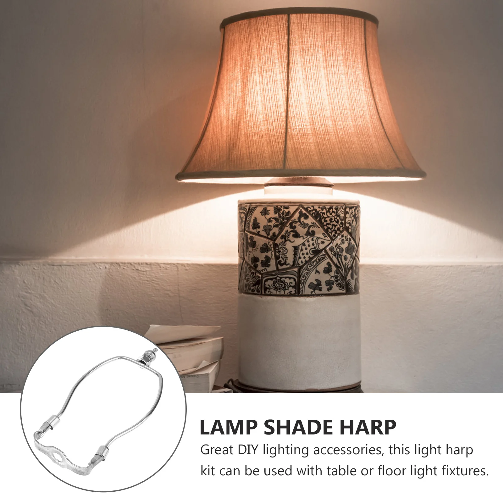 

2 set Metal Holder Chrome 9 Inch Harp For Table Lamp Repair Heavy Duty Lamp Shade Bracket Rustproof Lighting Accessories