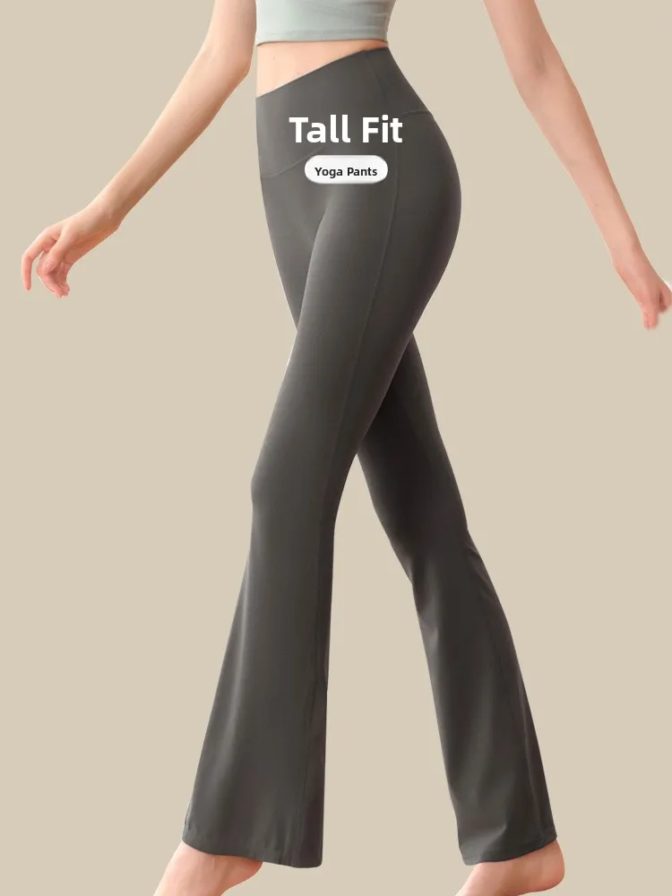 กางเกงโยคะทรงกระดิ่งเอวสูงสำหรับผู้หญิง กระชับสัดส่วน ยกกระชับสะโพก ผ้าไนลอนผสมสแปนเด็กซ์บางเบา ใส่ได้ทั้งฤดูใบไม้ผลิและฤดูใบไม้ร่วง