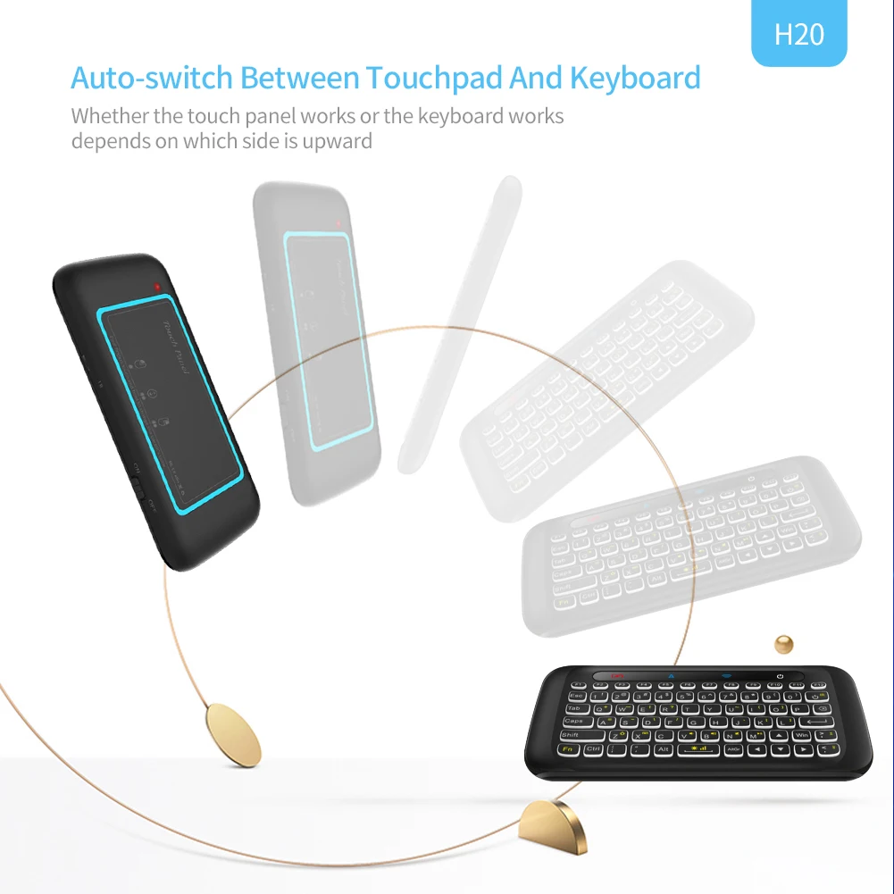 Touch Screen Air Mouse Keyboard IR Leaning Remote Control Backlight Keyboard Colorful LED Adjustable Brightness for Smart TV Box