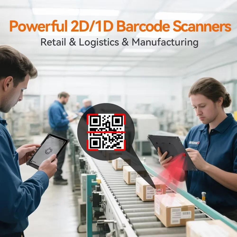 Android 14 GMS  System 10-Inch Rugged Tablet 8GB+128GB Barcode Scanner MT6789 G99 CPU IP65 Industrial Outdoor Use