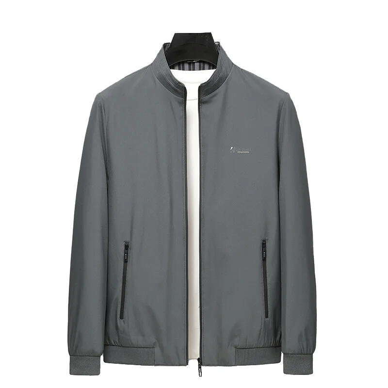 

Мужская деловая повседневная куртка, однотонная повседневная верхняя одежда с воротником-стойкой на весну и лето, удобный универсальный мужской топ