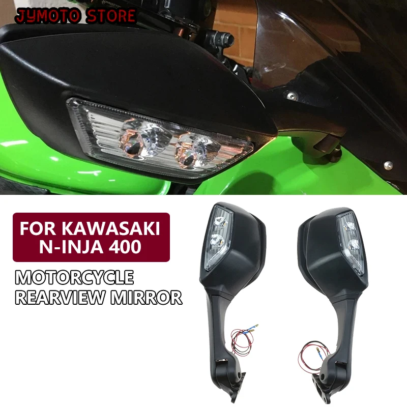 

For Kawasaki H2 NINJA 400 ZX4R ZX10R ZX 10R 2016-2020 Motorcycle LED Turn Signal Light Mirrors NEW Rear View Mirrors