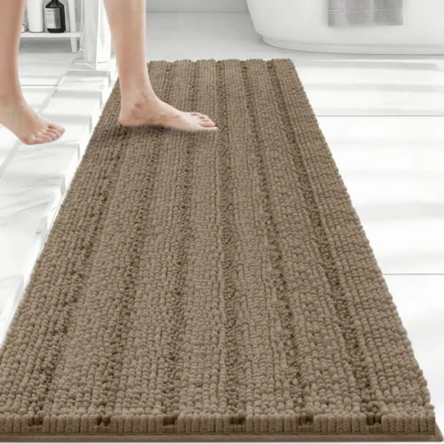 

48"×24" Chenille Bath Mat Non-Slip with Backing Bath Rug Ultra-Absorbent and Machine Washable Bathroom Mat Quick-Dry Design. Id