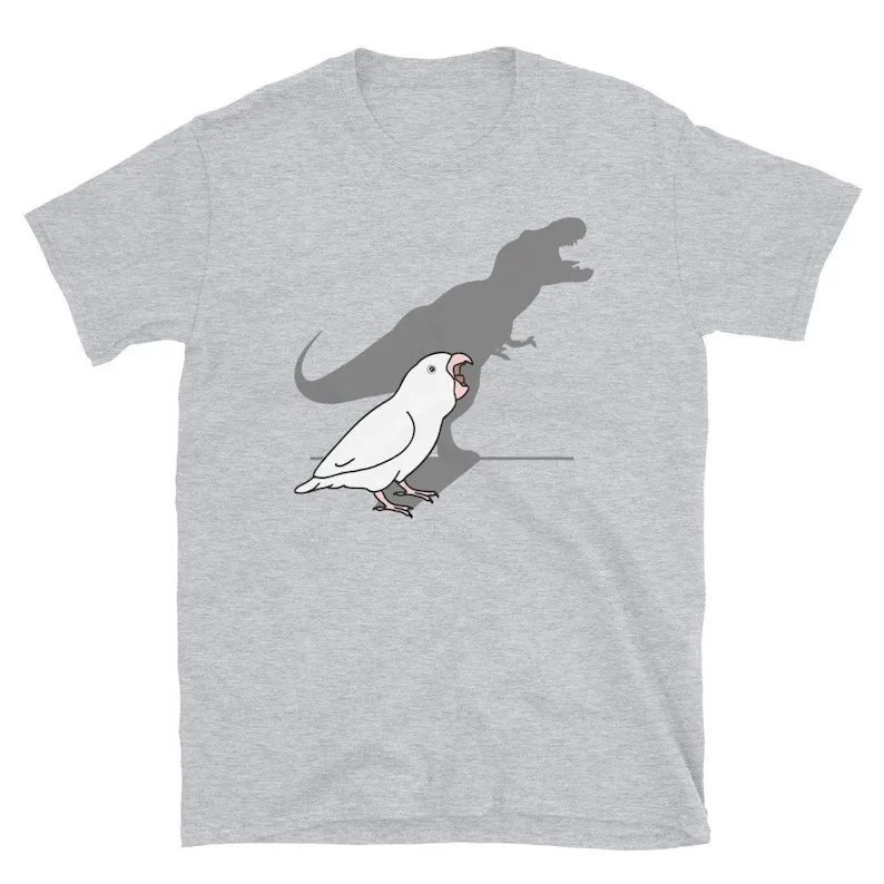 T-rex White Parrotlet T-Shirt, Funny Parrot Owner Clothes, Cute Bird Lover Tee, Birb Memes Clothes, Dinosaur Parrot Shirt