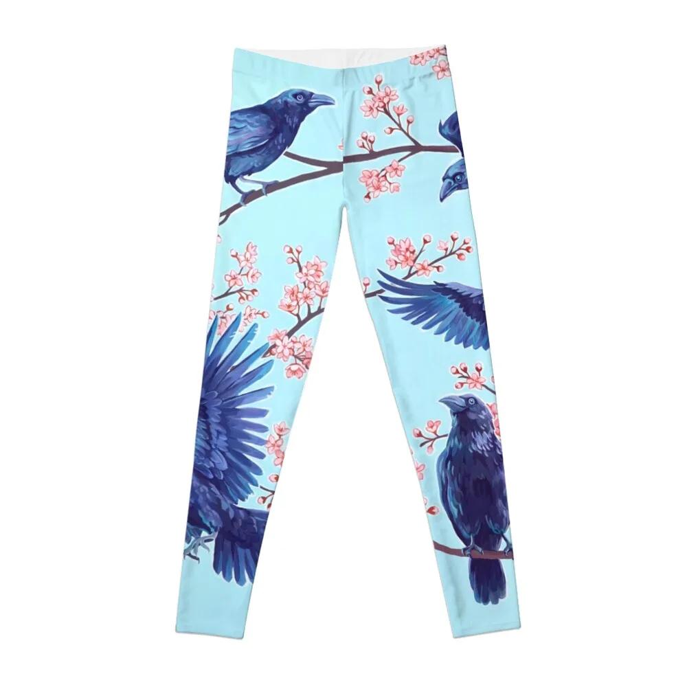 

Murder in Spring - Crows and Flower Blossoms Leggings sports for Legging sexy woman workout shorts Womens Leggings