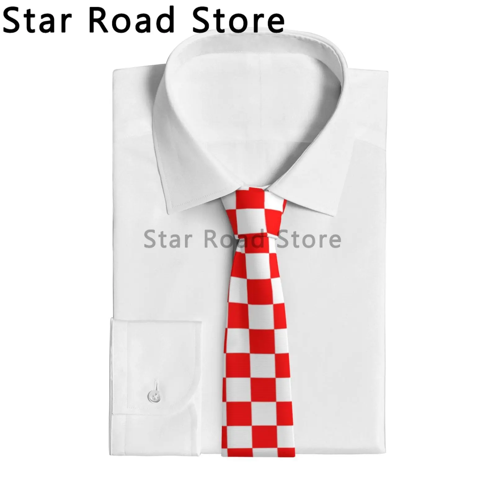 Racing Black, white and red check Flag Neck Ties Men Elegant Necktie Accessories High Quality Design Collar Tie