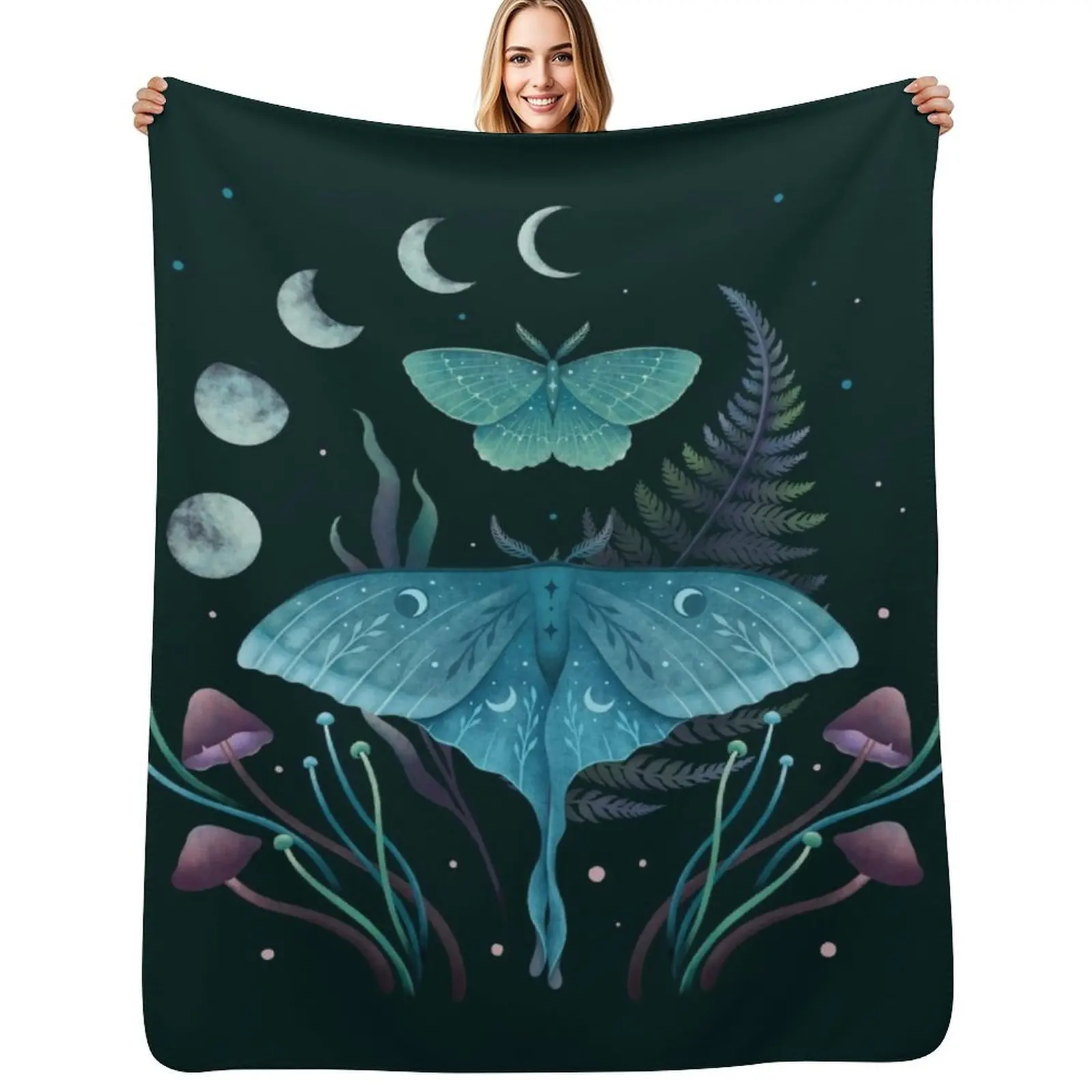 Luna and Emerald Throw Blanket manga decorative valentine gift ideas Luxury Brand Beautifuls Blankets