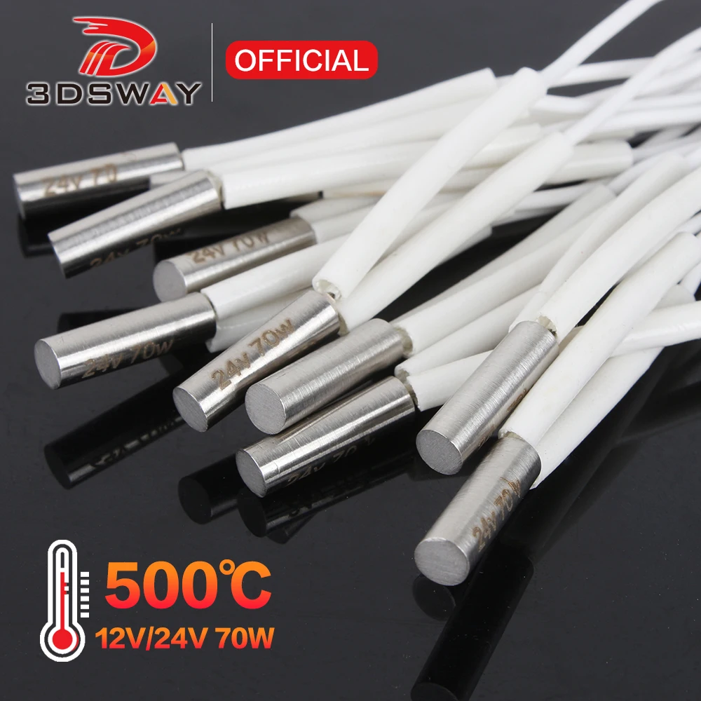 Drukarka 3D 3DSWAY 6*20MM 24/12 70W Wkład grzewczy z kablem 100CM Drukarka 3D do V6 HOTEND Volcano MK8 MK9 CR-10 ender 3